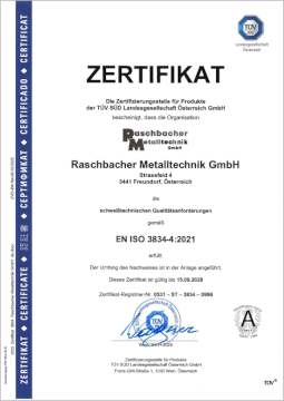 EN ISO 3834 Zertifikat